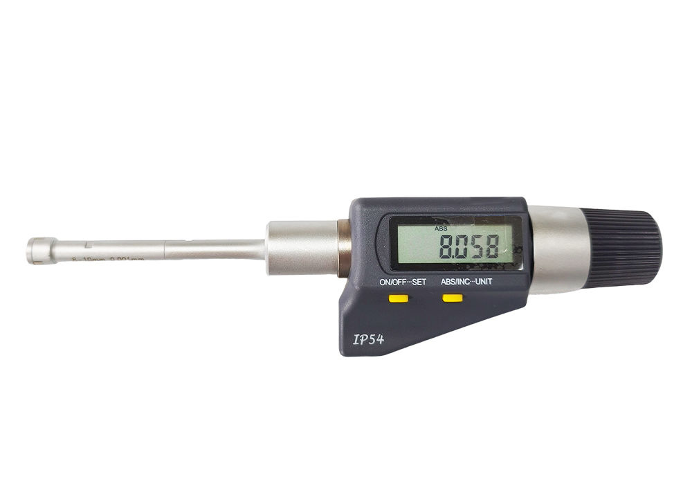 8-10mm Three Point Internal Micrometer with IP54 Protection and Digital Readout Display with Extension Rod 100mm