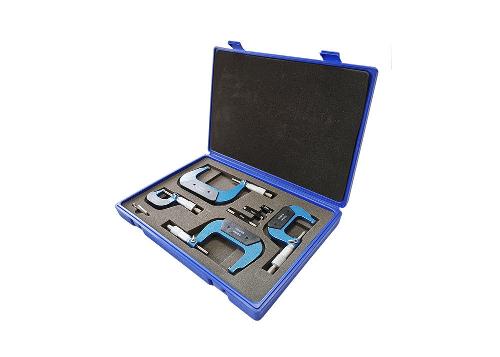 Standard 0-100mm Outside Micrometer Set with Carbide Measuring Faces Provide Accuracy