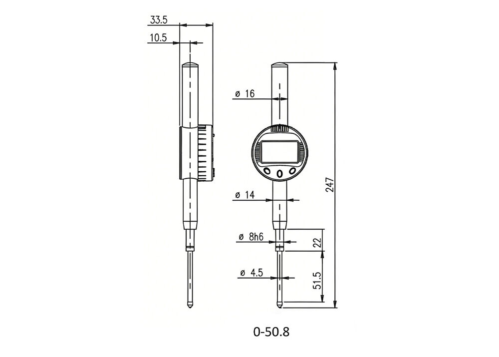 0-50.8mm/0-2″ Digital Indicator with 0.01mm/0.0005″ Resolution Portable Electronic Measuring Instrument