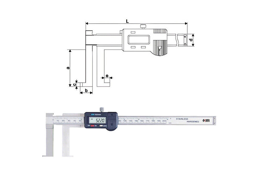 15-200mm/0.6-8" Knife Point Internal Groove Digital Caliper Special Measuring Tool